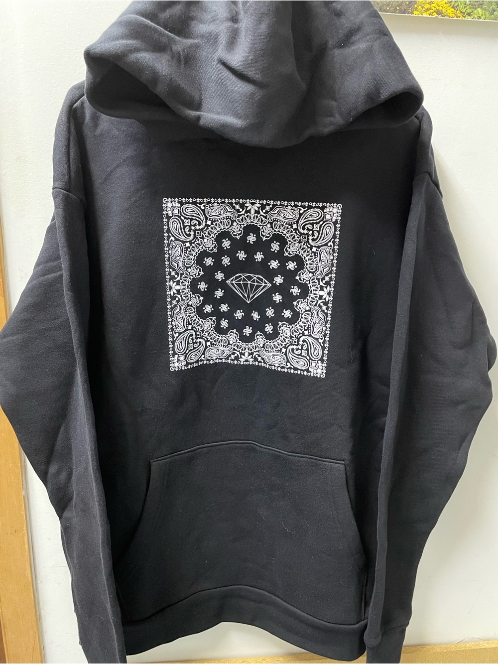 Diamond Supply Co. Black Hoodie with White Bandana Diamond Graphic